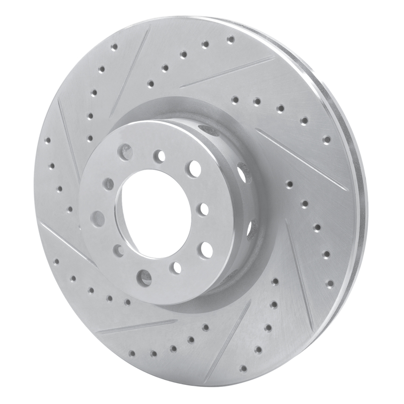 BMW M5 Brake Rotor (1) - Right Front - R1 Concepts - Drilled & Slotted - Silver - `00-`03